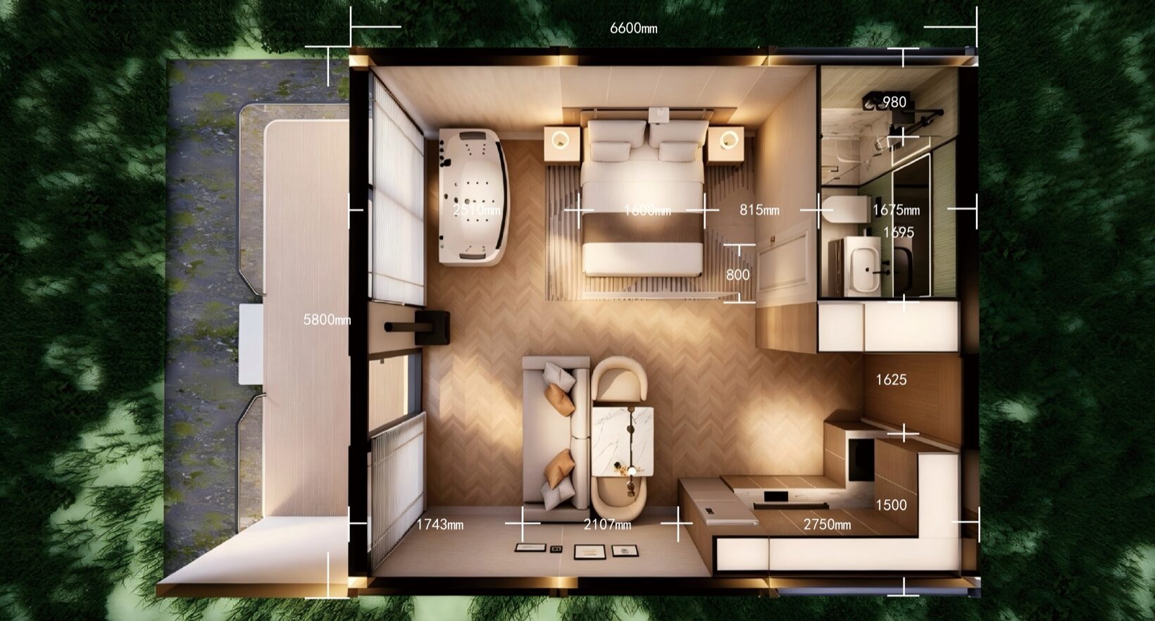 Rzut domu 35 m² z wymiarami