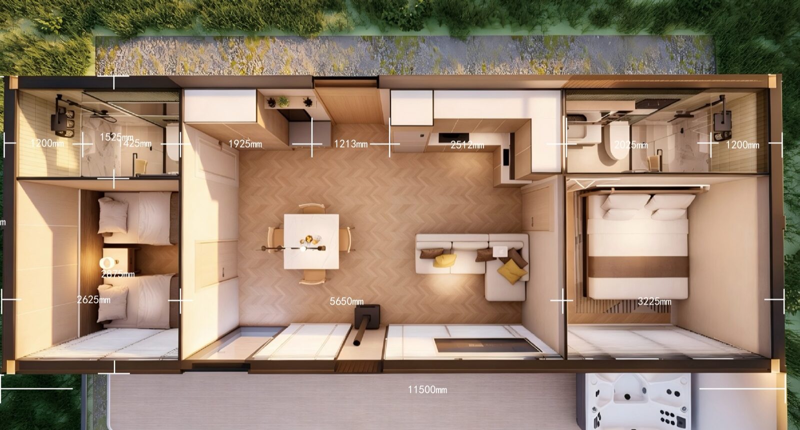 Rzut domu 52 m² z wymiarami